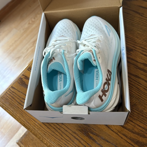 Hoka Women's White and Aqua Athletic Shoes - Picture 6 of 7